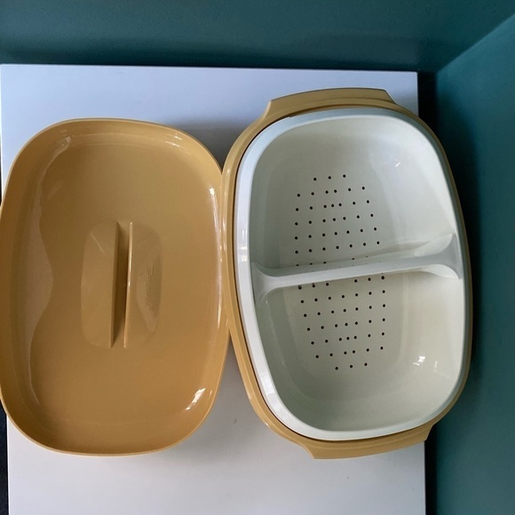 VTG Tupperware #1273 Harvest Gld 4 Pc Veg Rice Steamer Micro - Picture 12 of 14